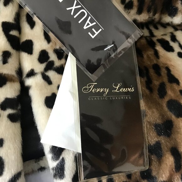 Terry Lewis Faux Fur Cropped Jacket Leopard Print Beaded and Lace Detail  NEW L - Picture 15 of 15